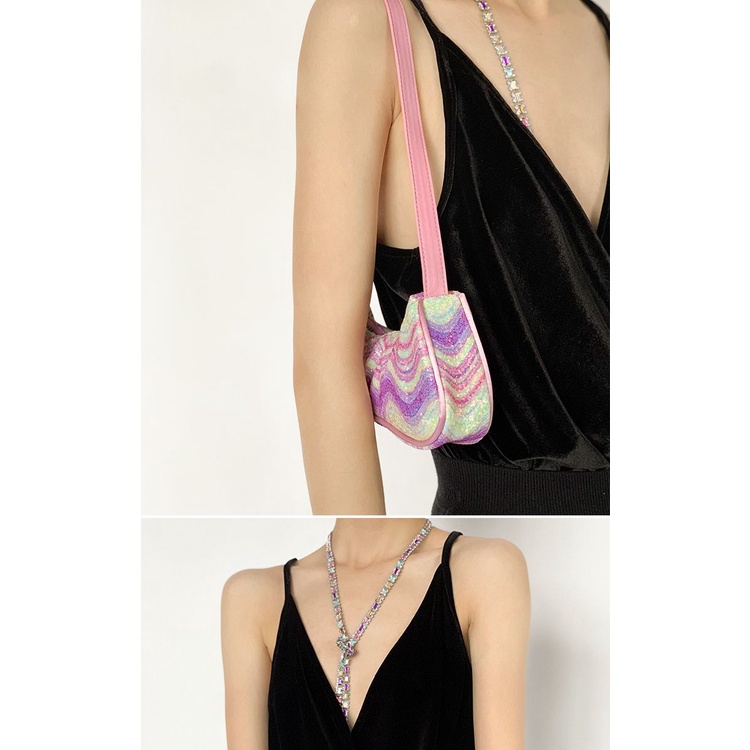 Túi Đeo Vai Cuckoo Y2K Đính Nơ Màu Hồng Lấp Lánh Phong Cách Cổ Điển Thời Trang Mùa Hè Cho Nữ