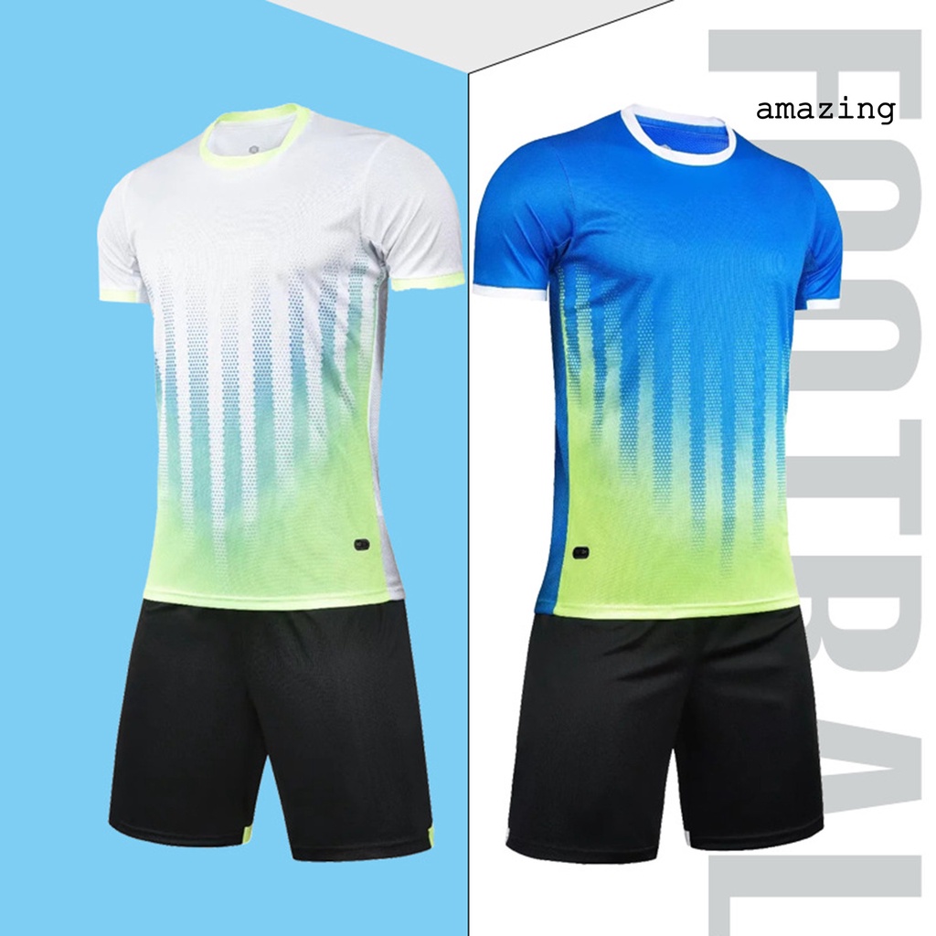 Set 2 Món Áo Thun Tay Ngắn Cổ Tròn Phối Quần Short Màu Sắc Gradient Thời Trang Cá Tính Cho Nam