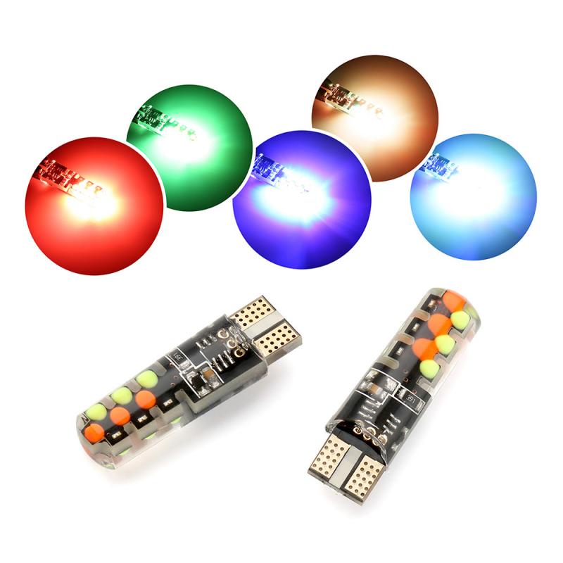 Set 2 Đèn LED 12 SMD RGB T10 194 168 W5W 5050-6SMD RGB Dành Cho Ô Tô