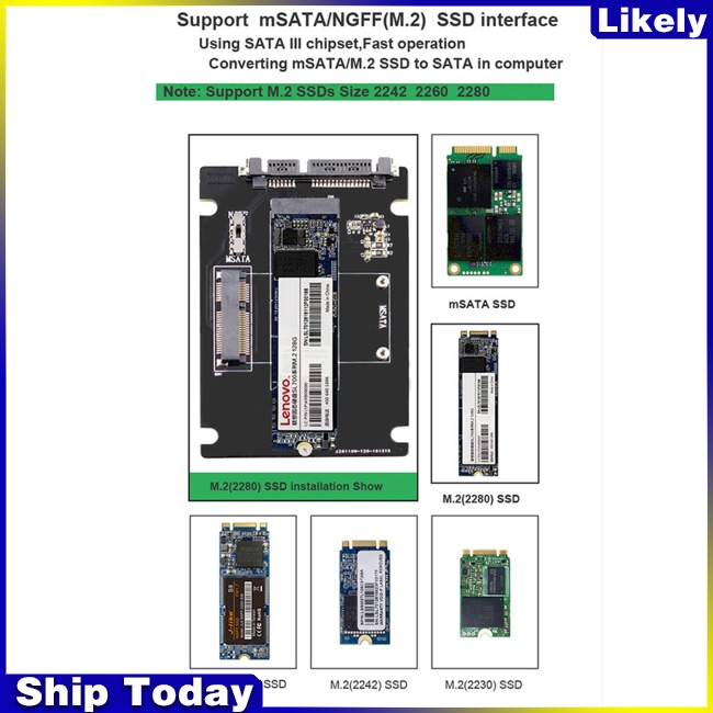 Thẻ Chuyển Đổi Ổ Cứng Ssd mSATA M.2 Sang SATA III Chuyên Dụng