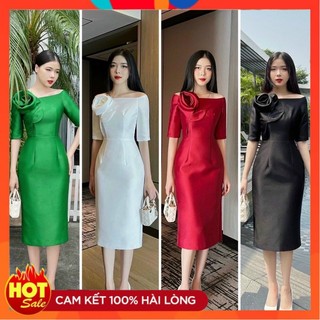 [ĐƯỢC KIỂM TRA HÀNG] Đầm body tafta đính hoa hồng cao cấp - Yêu Shop 85