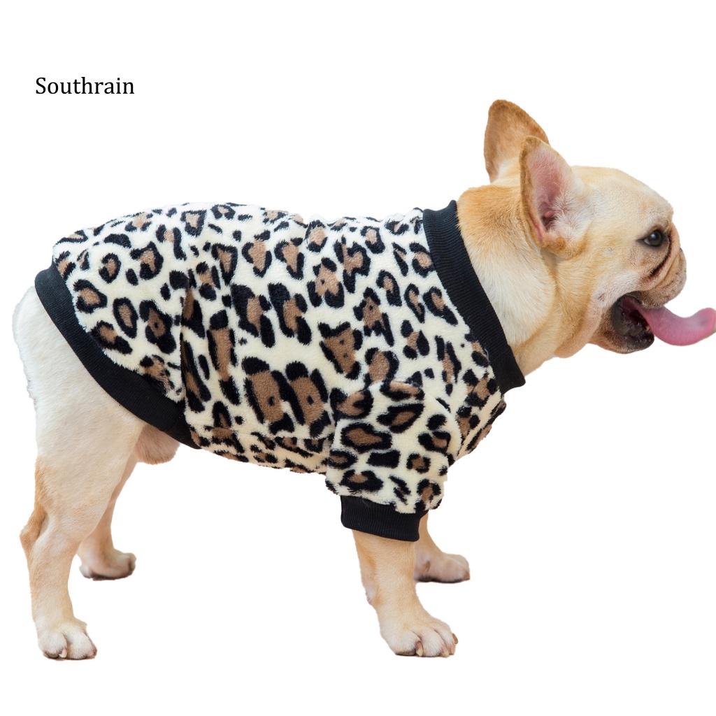 Áo Sweater Giữ Ấm Co Giãn Tốt In Họa Tiết Da Báo Cho Cún Cưng