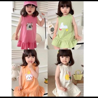 Váy sát nách đuôi cá 4 màu chất cotton bé gái