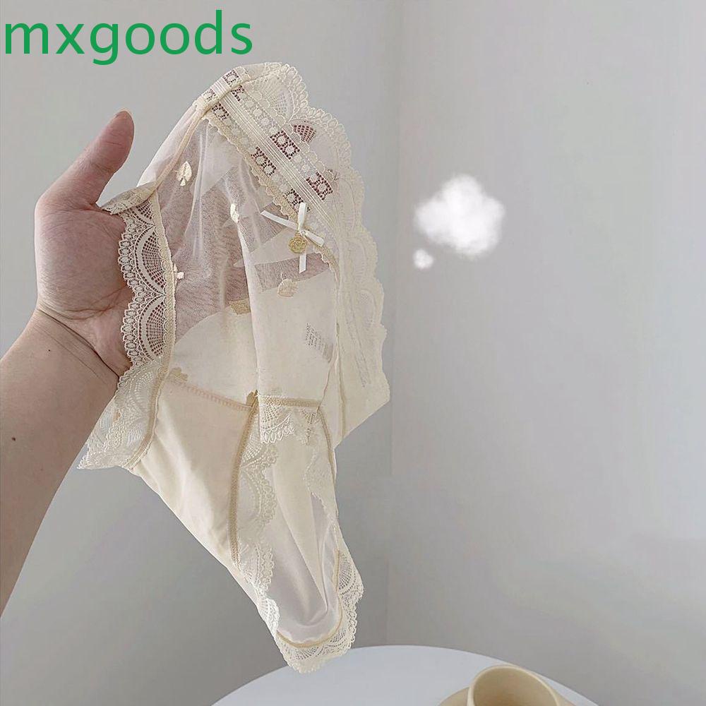 Mxgoods Quần Lót Cotton Phối Ren Họa Tiết Trái Tim Rỗng Phong Cách Hàn Quốc Ngọt Ngào Cho Nữ