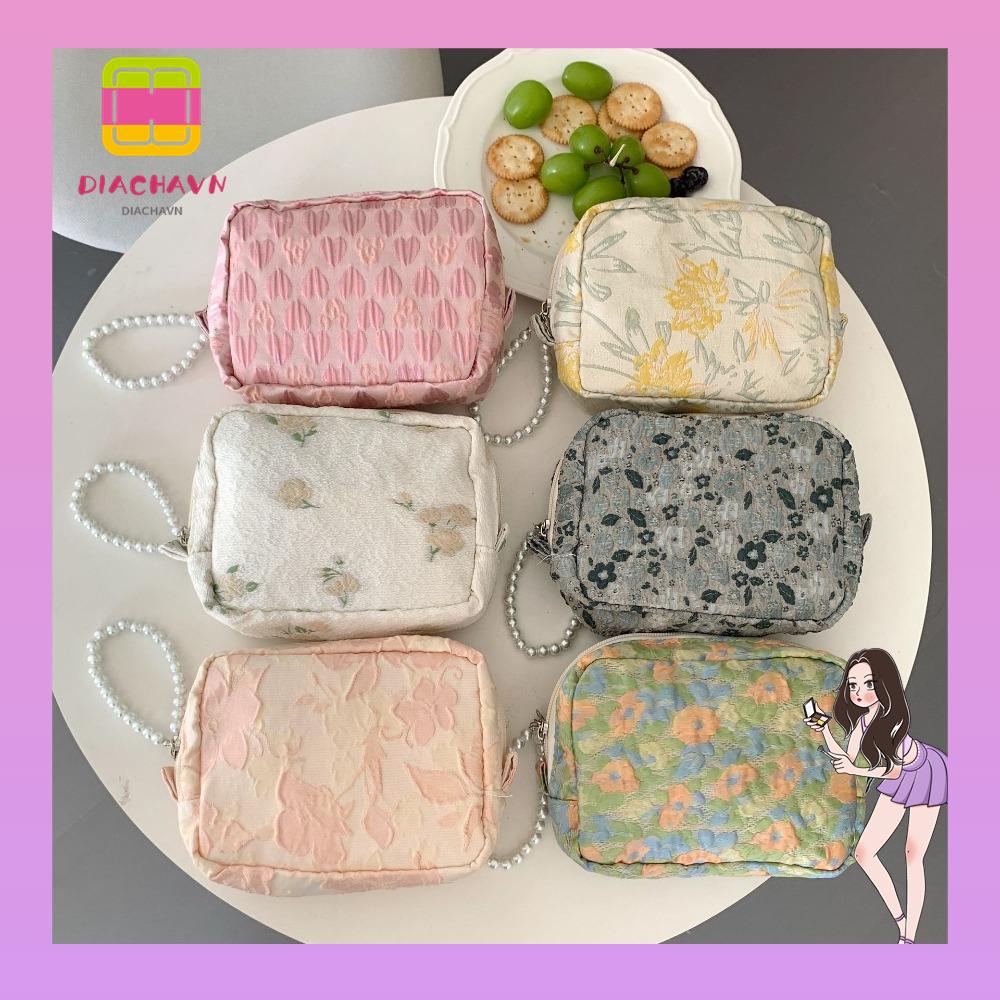Túi Đựng Mỹ Phẩm Họa Tiết Hoa Xinh Xắn Tiện Dụng