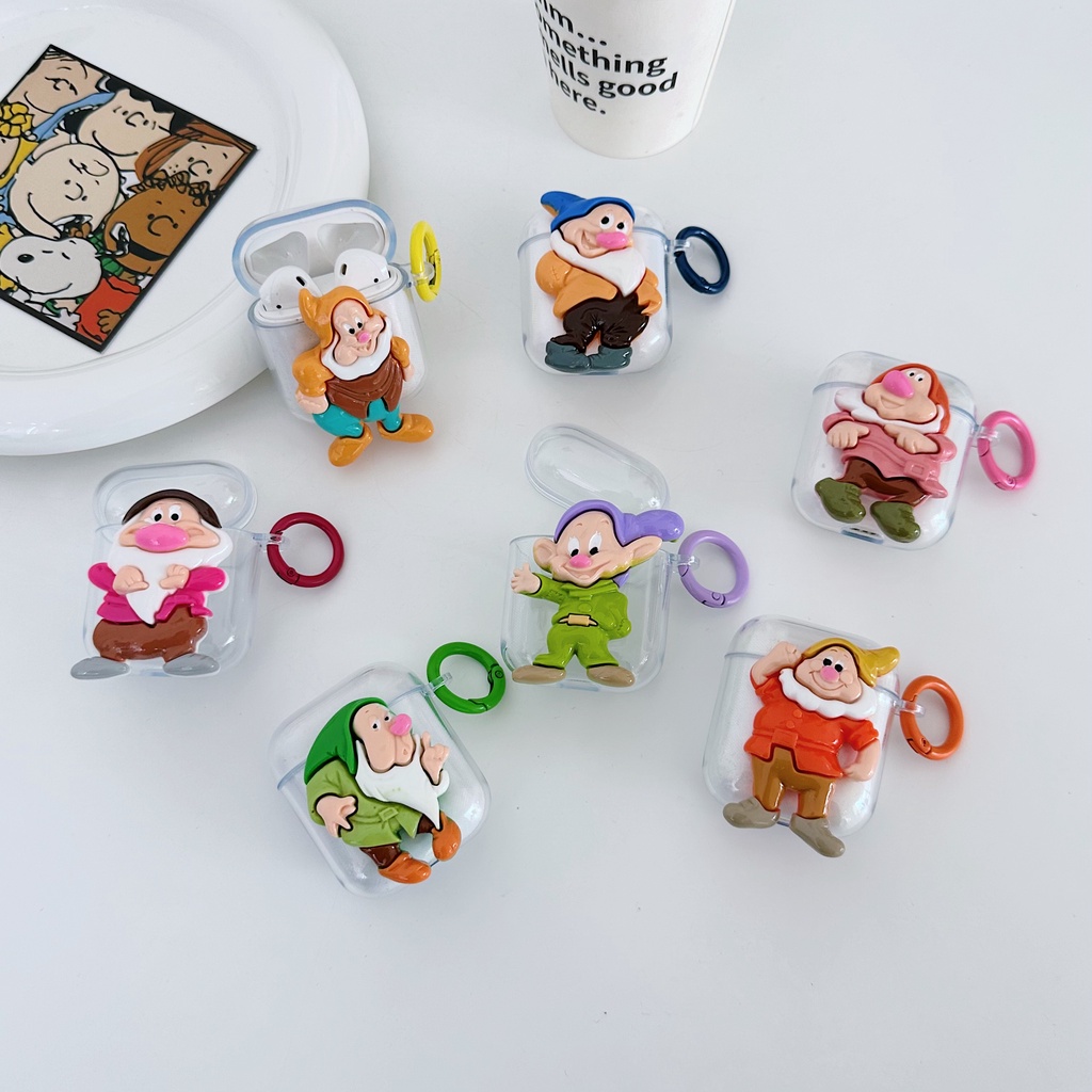 Vỏ Bảo Vệ Hộp Sạc Tai Nghe Bluetooth AirPods 1 2 3 Pro 2 2022 Bằng Silicon TPU Mềm Trong Suốt Họa Tiết Hoạt Hình Seven Dwarfs Dễ Thương