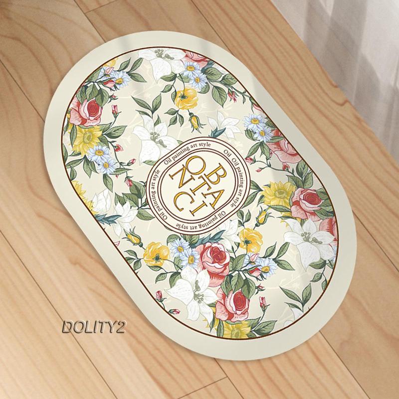 Set 2 Thảm Lót Sàn Nhà Tắm / Bồn Rửa Chén Hình Oval Thấm Hút Nước Chống Trượt