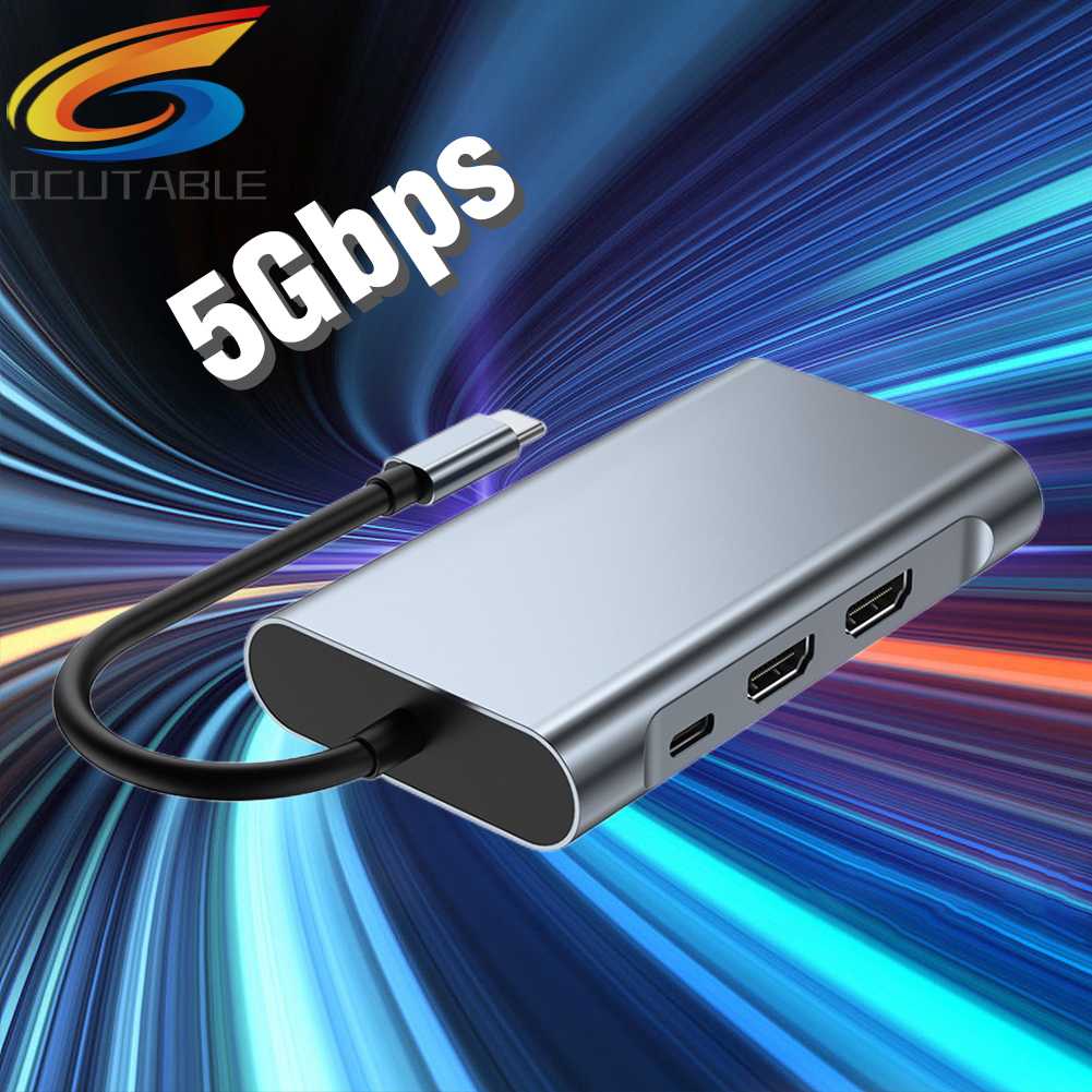 Bộ Chia Cổng Type-C 8 Trong 1 1080P 5GMbps 4K 30hz RJ45 100M 100W PD Chất Lượng Cao