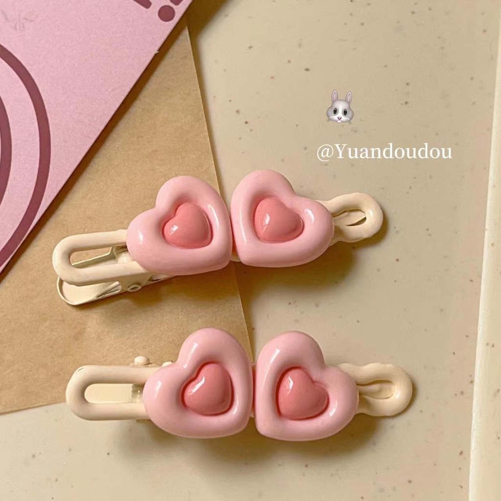 Kẹp Tóc Mái Trái Tim Màu Kem Dễ Thương Phù Hợp Cho Nữ