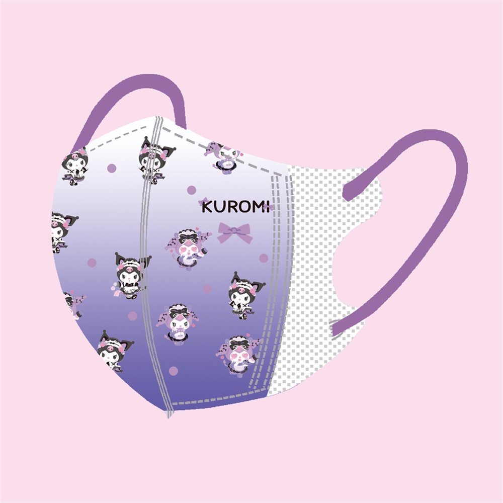 Set 10 Khẩu Trang 3D Hình Kuromi Dễ Thương Bảo Vệ Cho Bé 3-12 Tuổi