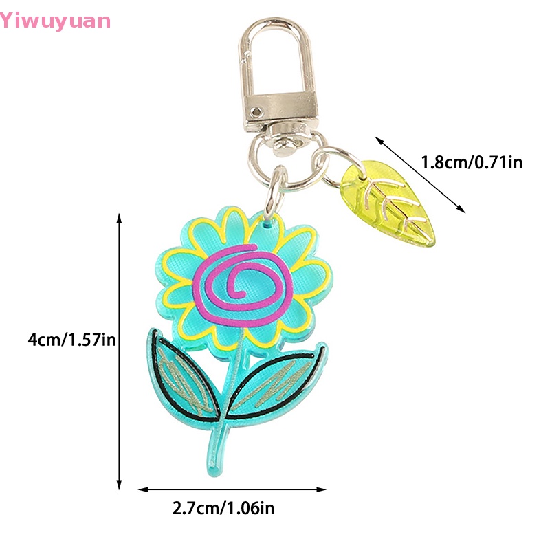 < Yiwuyuan > Móc Khóa Ba Lô Acrylic Trong Suốt Hình Hoa Hướng Dương Đáng Yêu Mới