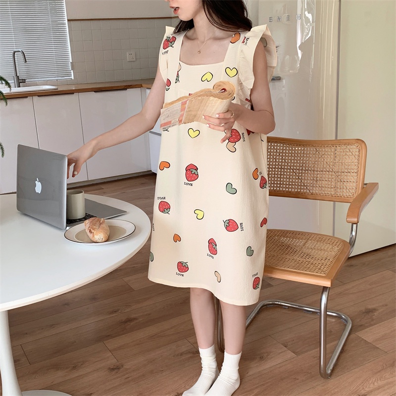 Đồ ngủ Phối Ren Họa Tiết Dâu Tây Đơn Giản Phong Cách Hàn Quốc Thời Trang Mùa Hè Hàng Mới Dành Cho Bạn Nữ