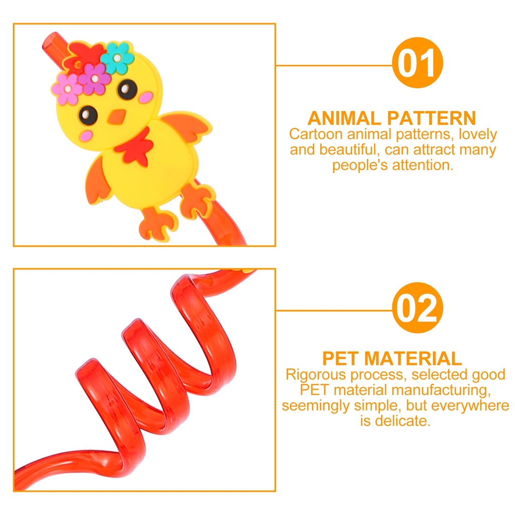 Set 6 Ống Hút Nhựa Hình Động Vật Đáng Yêu Cho Bé