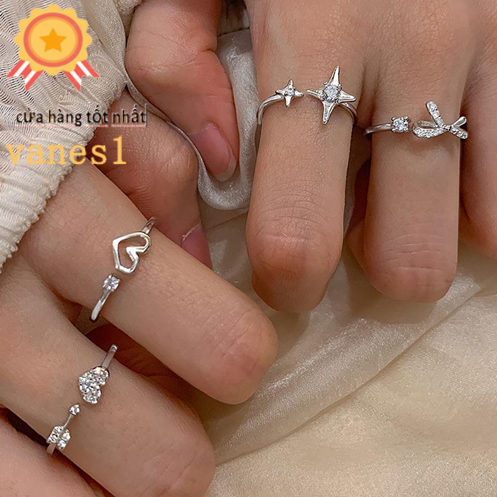 Nhẫn VANES1 Có Thể Điều Chỉnh Kích Cỡ Kiểu Dáng Đơn Giản Thời Trang|Nhẫn Hở Hình Nơ Xinh Xắn Thời Trang Cho Nữ