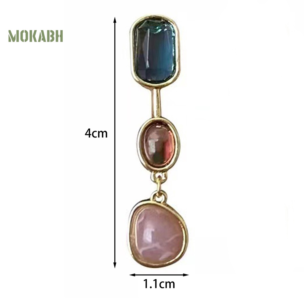 1 Đôi Bông Tai Đá Tự Nhiên Màu Tương Phản Kiểu Thời Trung Cổ