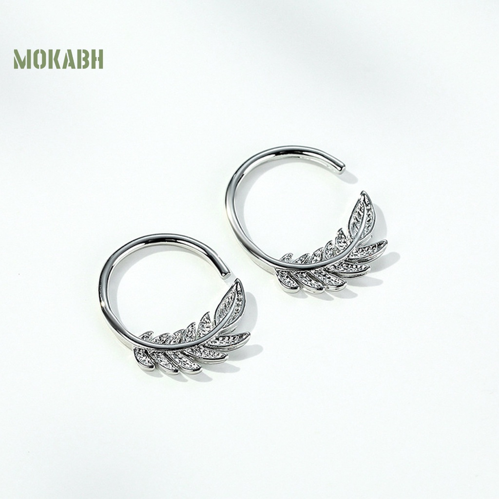 1 Đôi Bông Tai Dạng Vòng Hở Hình Lá Ô Liu Không Gây Dị Ứng Thời Trang Dành Cho Nữ