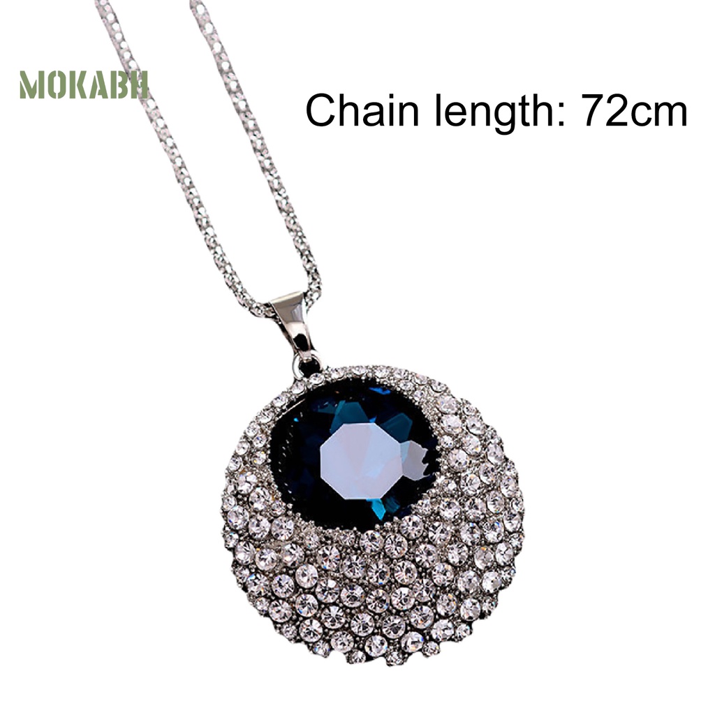 Vòng cổ Dài Mặt Tròn Đính Kim Cương Giả Cổ Điển Cho Nữ