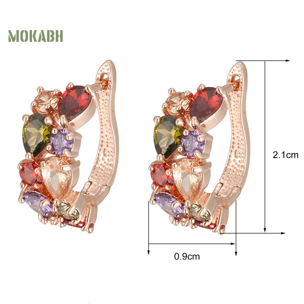 1 Đôi Bông Tai Kẹp Đính Đá Nhiều Màu Phong Cách Âu Mỹ Thanh Lịch Dành Cho Nữ Mặc Hàng Ngày