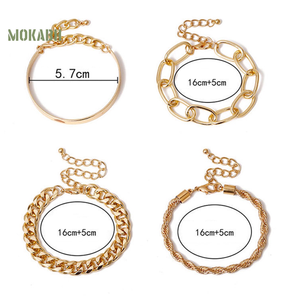 Set 4 Vòng Tay Mạ Điện Phong Cách Vintage Thời Trang Cho Nữ