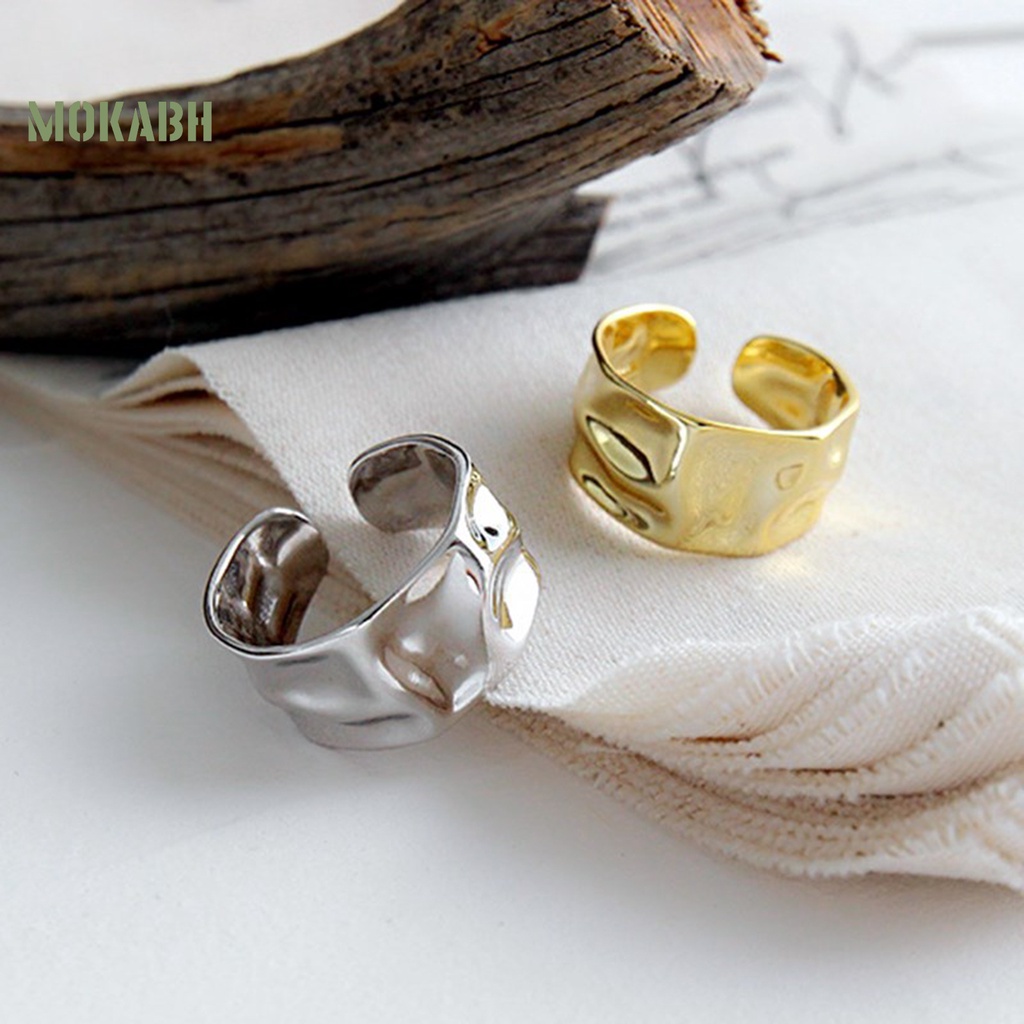 Nhẫn Hở Gợn Sóng Màu Trơn Tùy Chỉnh Thời Trang Cho Nữ