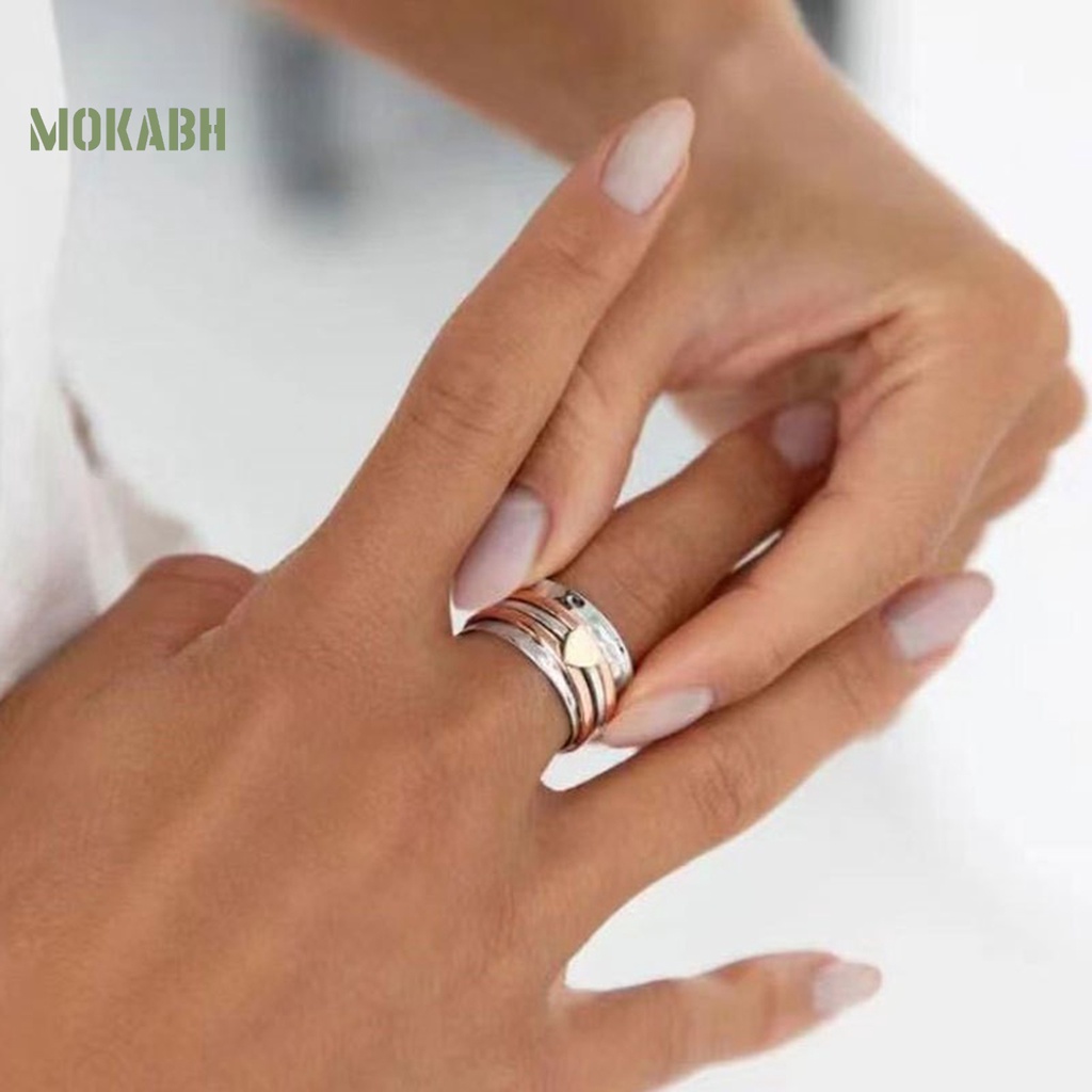 [Mới] Nhẫn Xoay Tròn Hai Màu Thanh Lịch Vui Nhộn Retro Giải Tỏa Căng Thẳng Thời Trang Thường Ngày Dành Cho Bạn Nữ