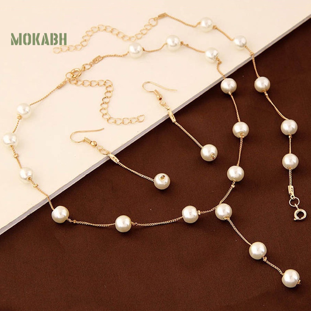 Bộ Trang Sức 3 Món Ngọc Trai Nhân Tạo Thời Trang