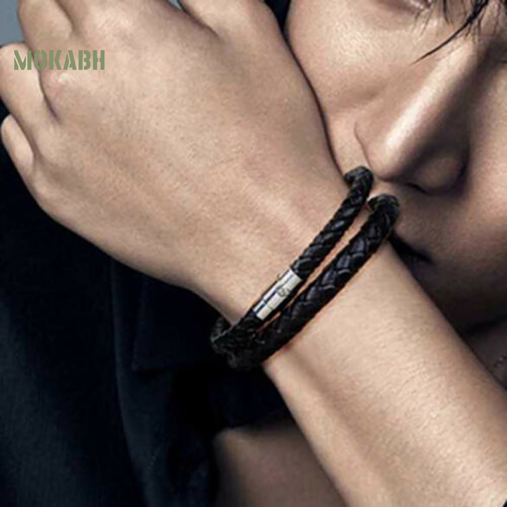 Vòng Tay Bện Dây Giả Da Với Khóa ic Đa Năng Cho Nam