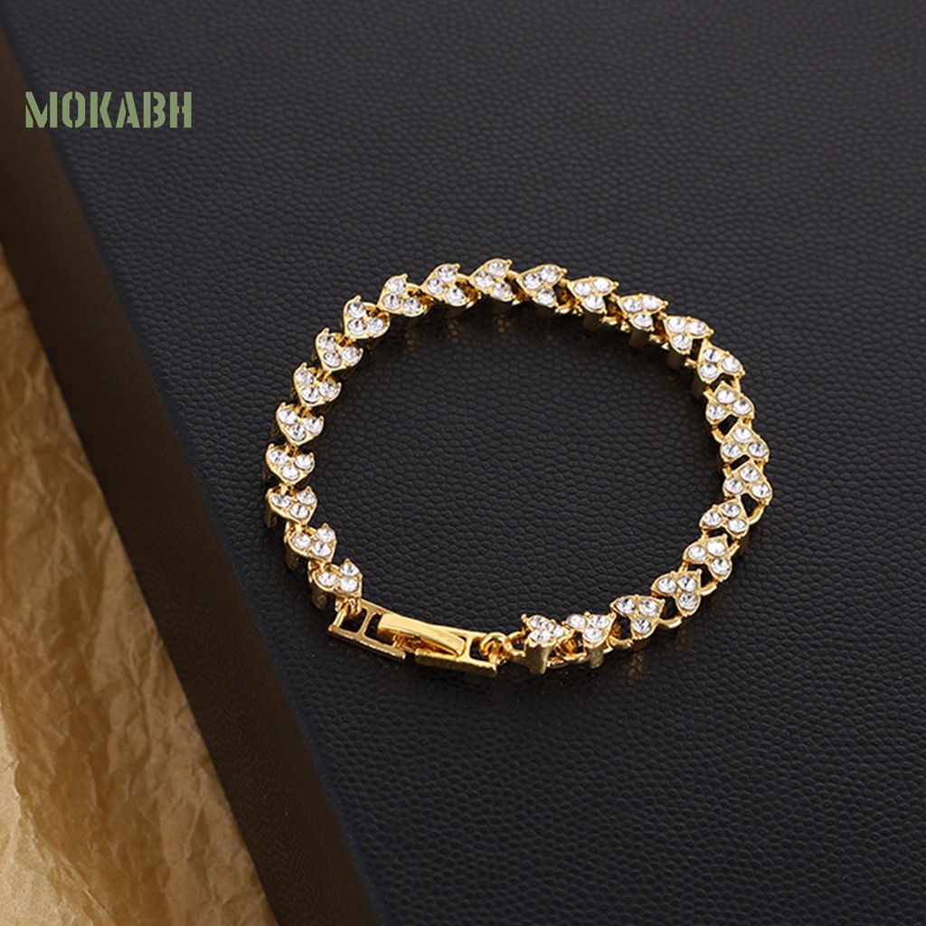 Vòng Tay Giả Pha Lê Họa Tiết Trái Tim Lấp Lánh Thời Trang Cho Nữ