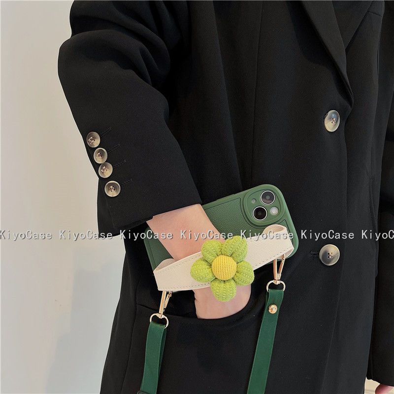 Ốp Điện Thoại silicon Hình Hoa Có Dây Đeo Cho iphone 15 14 pro max 11 13 12 x xs xr max pro max 7 8 plus