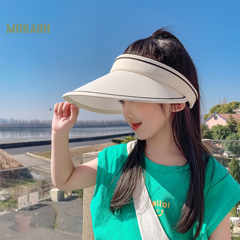 Nón Rộng Vành Chống Nắng Bằng Cotton Thoáng Khí Màu Sắc Đơn Giản Dành Cho Trẻ Em