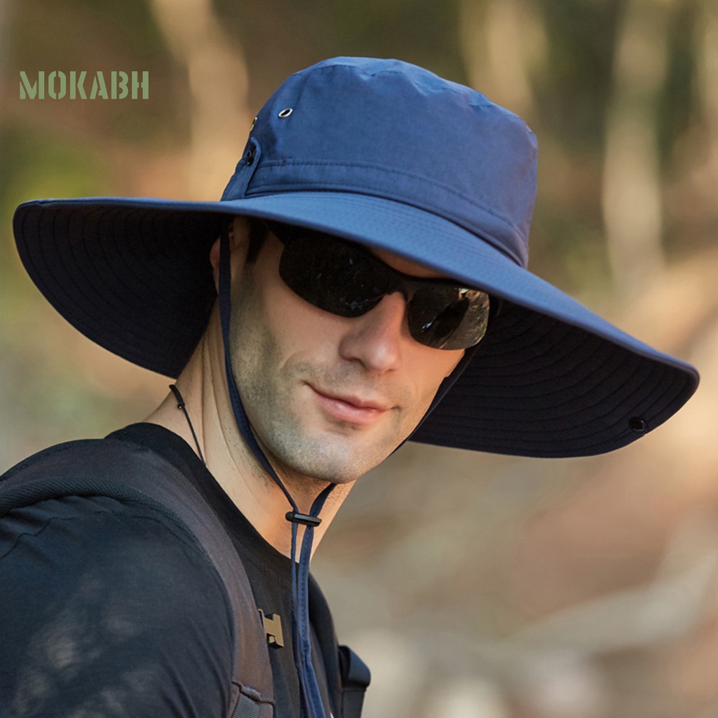 Mũ Tai Bèo Vành Rộng Có Dây Rút Chống Tia UV Chống Nắng Thoáng Khí Khô Nhanh Thời Trang Mùa Hè Cho Nam