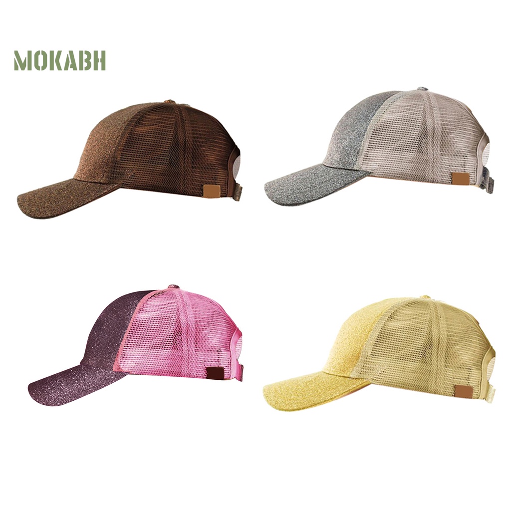 Mũ Lưỡi Trai Chất Liệu Cotton Phối Lưới Đính Kim Tuyến Lấp Lánh Thời Trang Cho Nữ