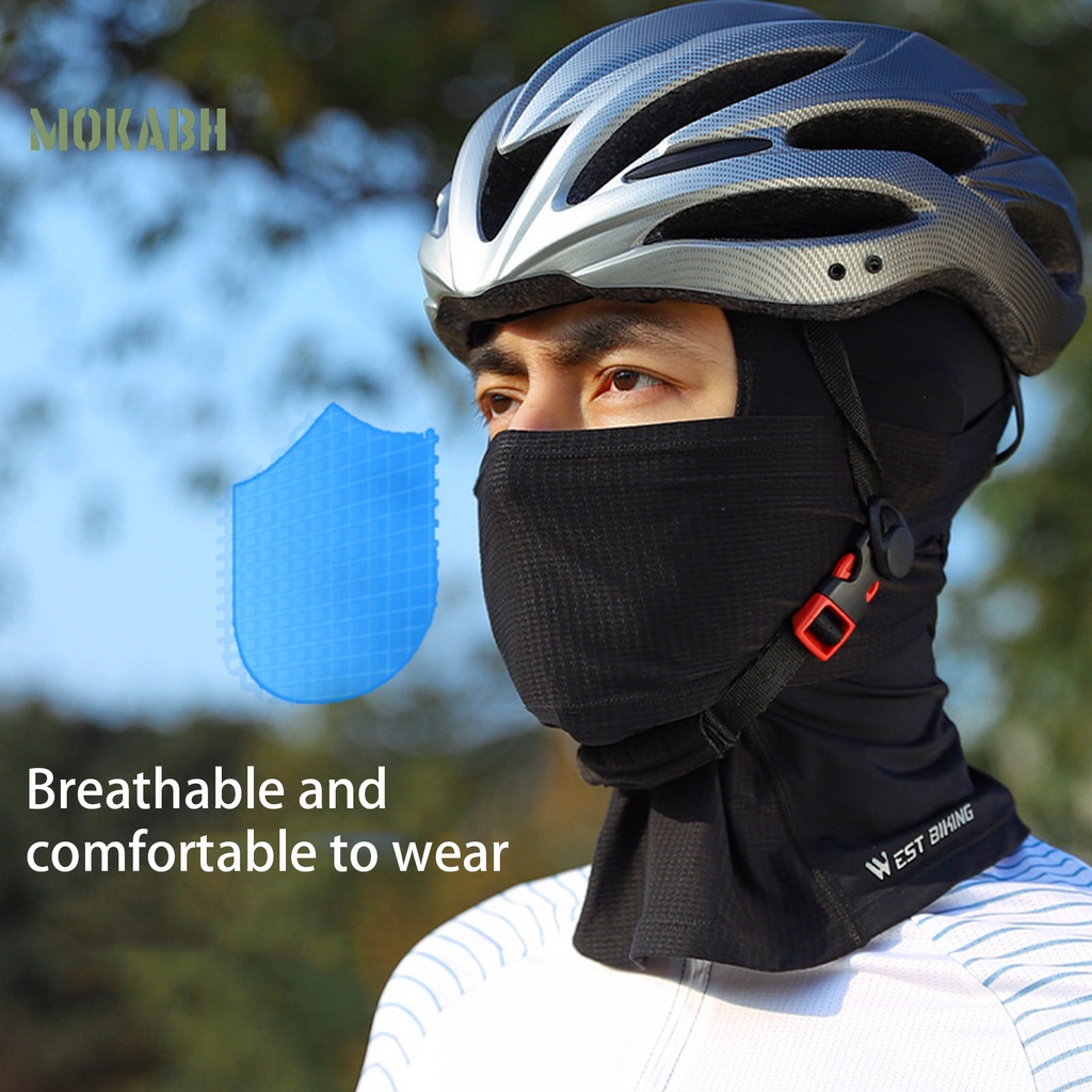 [Mok] Khăn Trùm Đầu Thoáng Khí Mềm Mại Co Giãn Tốt Chống Gió Hình Vuông Bằng Lụa Lạnh Dùng Khi Đi Xe Đạp