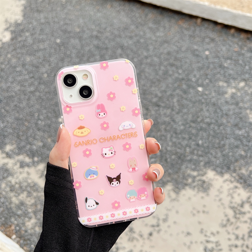 Ốp Điện Thoại TPU Mềm Trong Suốt Hai Mặt Họa Tiết Hoạt Hình Sanrio Cho iPhone 11 13 12 14 Pro Max
