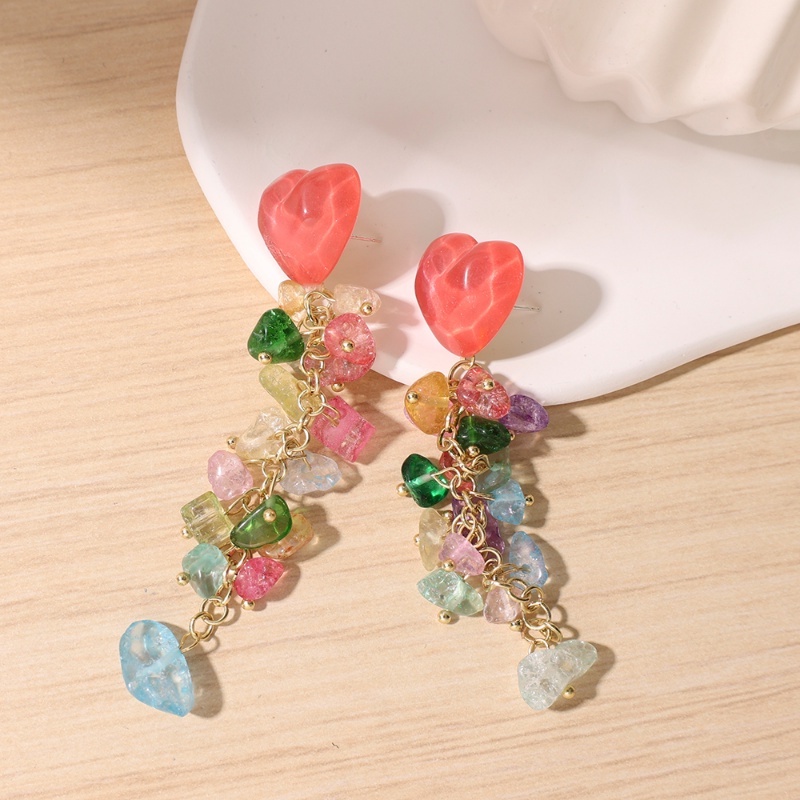 Bông Tai Dáng Dài Đính Đá Phối Tua Rua Thời Trang Cho Nữ