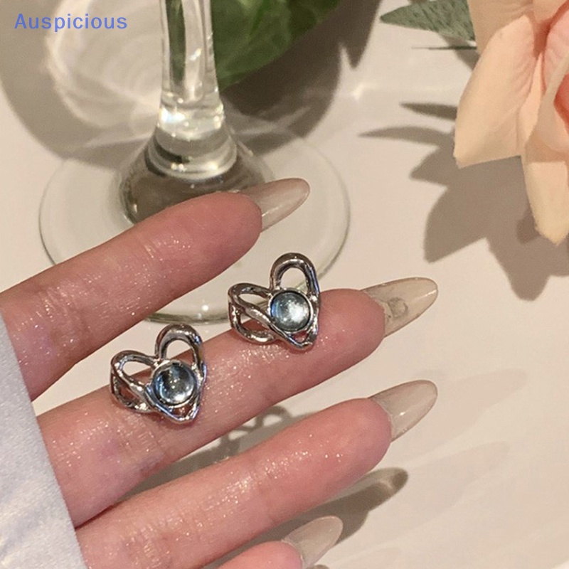 Bông Tai Hình Trái Tim Bằng Kim Loại Lấp Lánh Thời Trang Cho Nữ