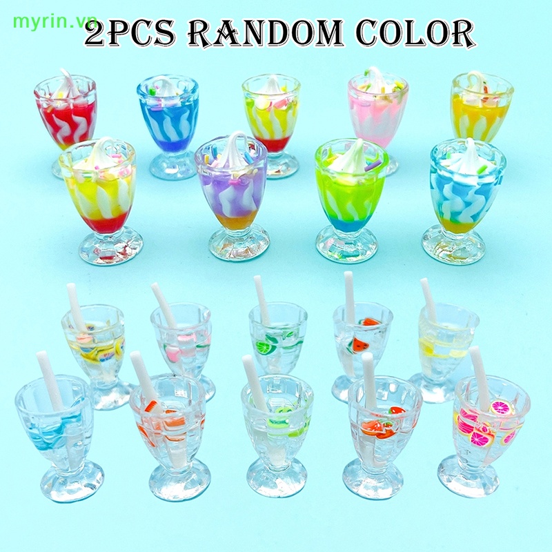 Set 2 Ly Kem / Trái Cây Mini Tỉ Lệ 1: 6 Dùng Để Trang Trí Nhà Búp Bê