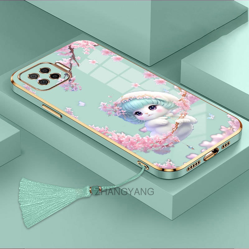 Ốp Điện Thoại TPU Mềm Họa Tiết Hoa Kèm Dây Đeo Cho oppo reno 4f a93 4g a73 4g f17 f17 pro