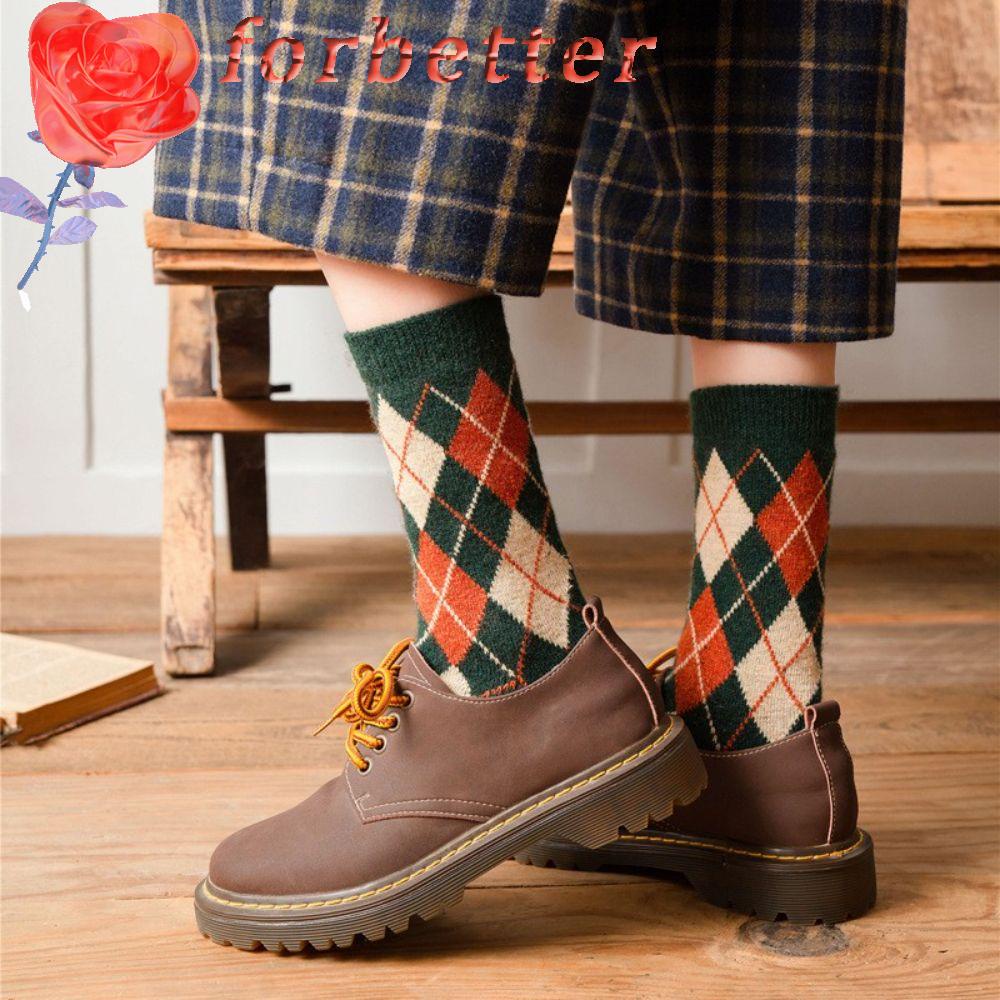 Vớ Đan Len Dày Giữ Ấm Họa Tiết Kẻ Sọc Đơn Giản Cho Nữ