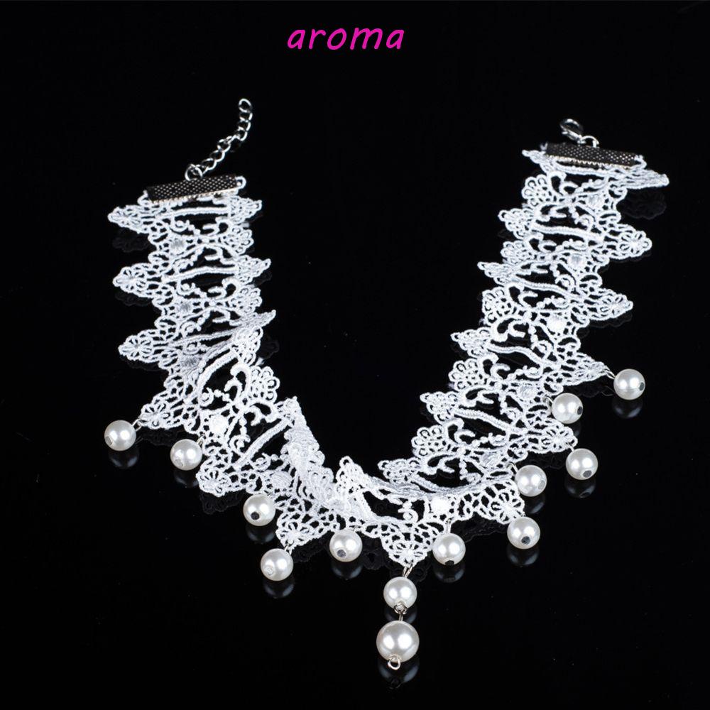 Vòng Cổ Ren Ngắn Màu Trắng Thời Trang Dành Cho Cô Dâu