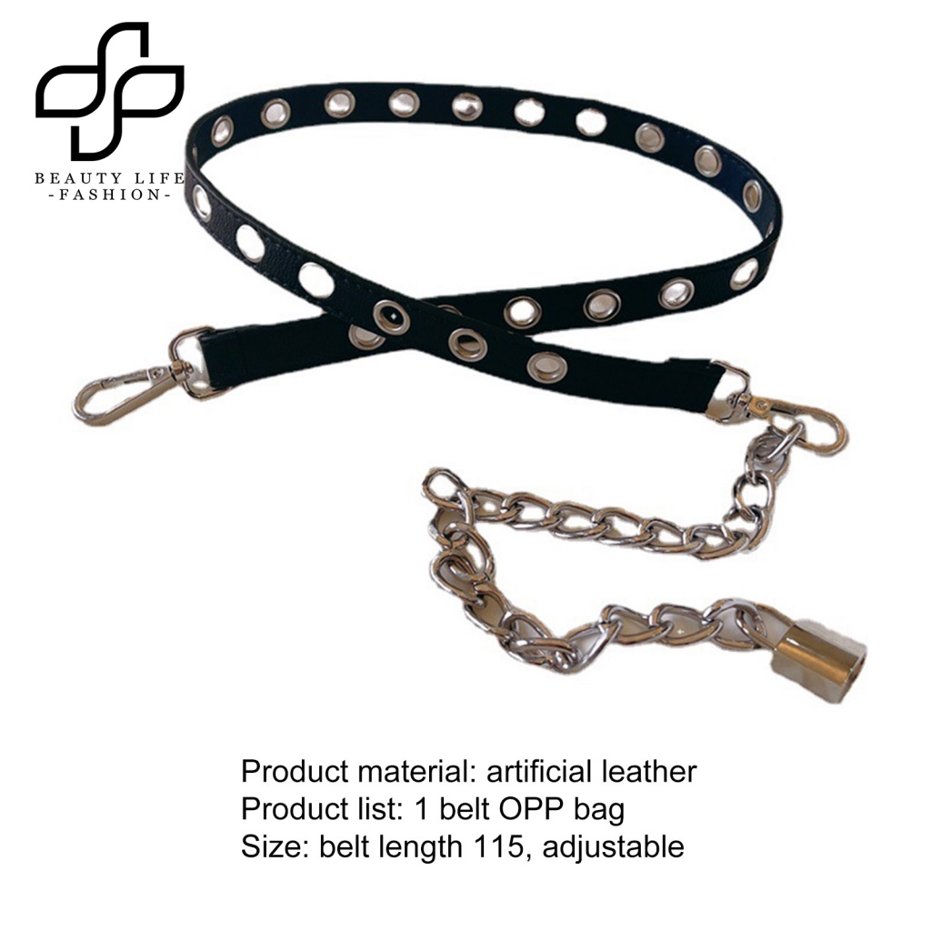 Thắt Lưng Dây Xích Giả Da Tùy Chỉnh Phong Cách Punk Thời Trang Cho Nữ