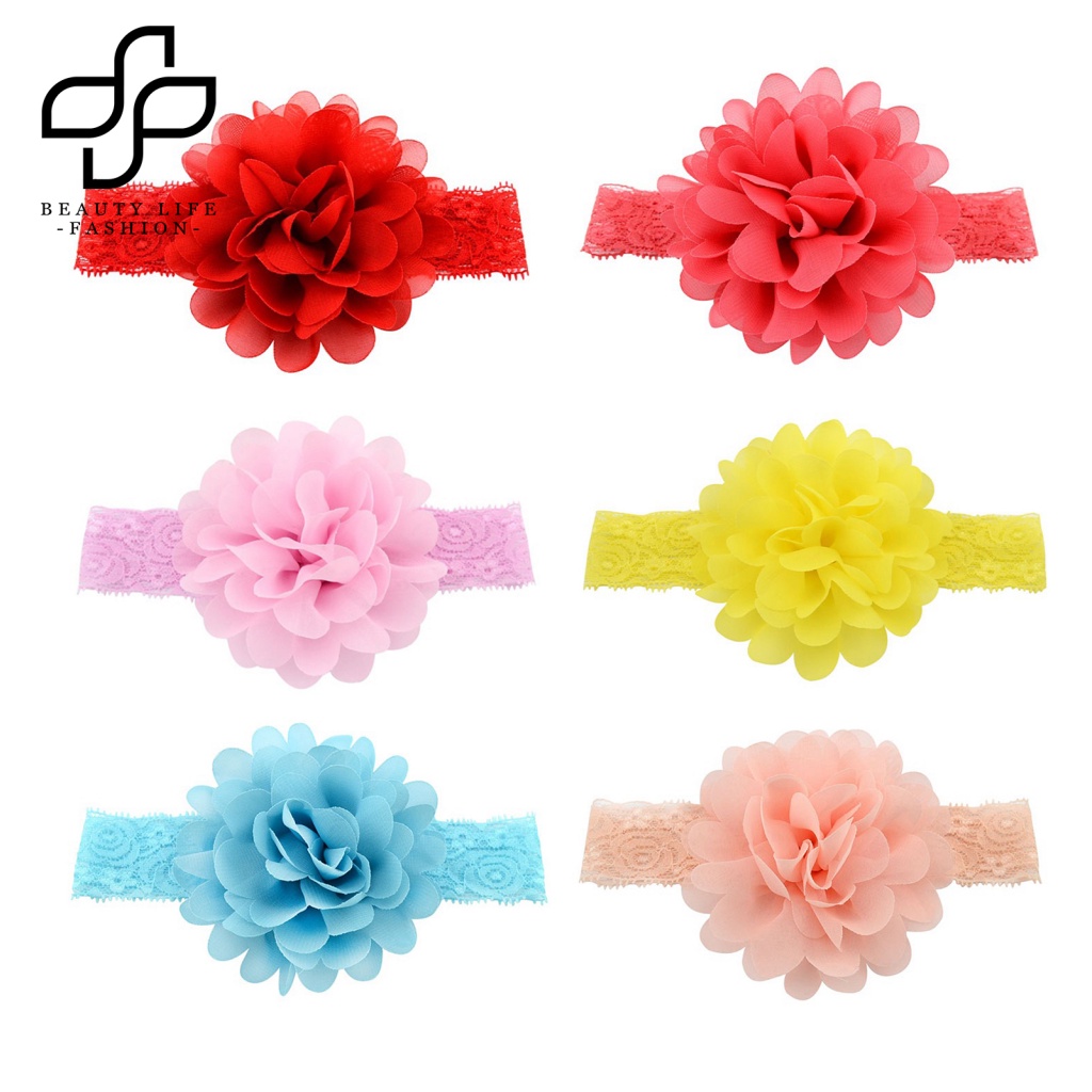 Băng Đô Chiffon Trọng Lượng Nhẹ Họa Tiết Hoa Xinh Xắn Cho Bé Gái