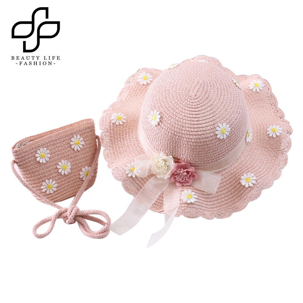 Set Túi Cói Vành Rộng Đính Nơ Thời Trang Cho Nữ