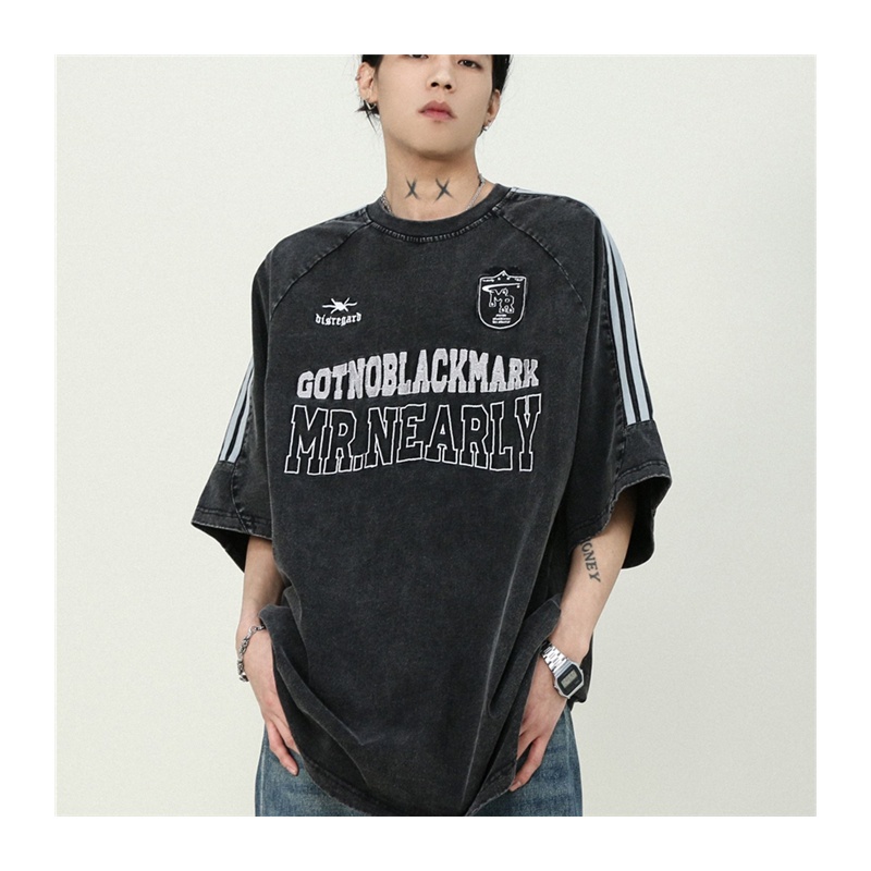 Áo Thun Raglan Tay Ngắn Dáng Rộng Phong Cách Thời Trang Đường Phố Mỹ Cho Nam Giới