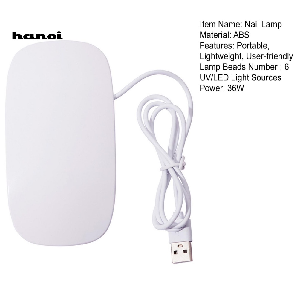 Đèn Làm Khô Móng Tay 6 Bóng Đèn USB Không Đau Màu Đen Nhanh Khô Dành Cho Nữ