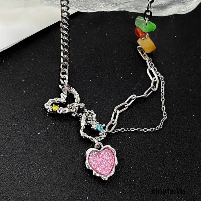 Vòng cổ Xương Cá Hình Trái Tim Nhiều Màu Sắc Phong Cách Ins Cổ Điển Thời Trang Cho Nam Và Nữ