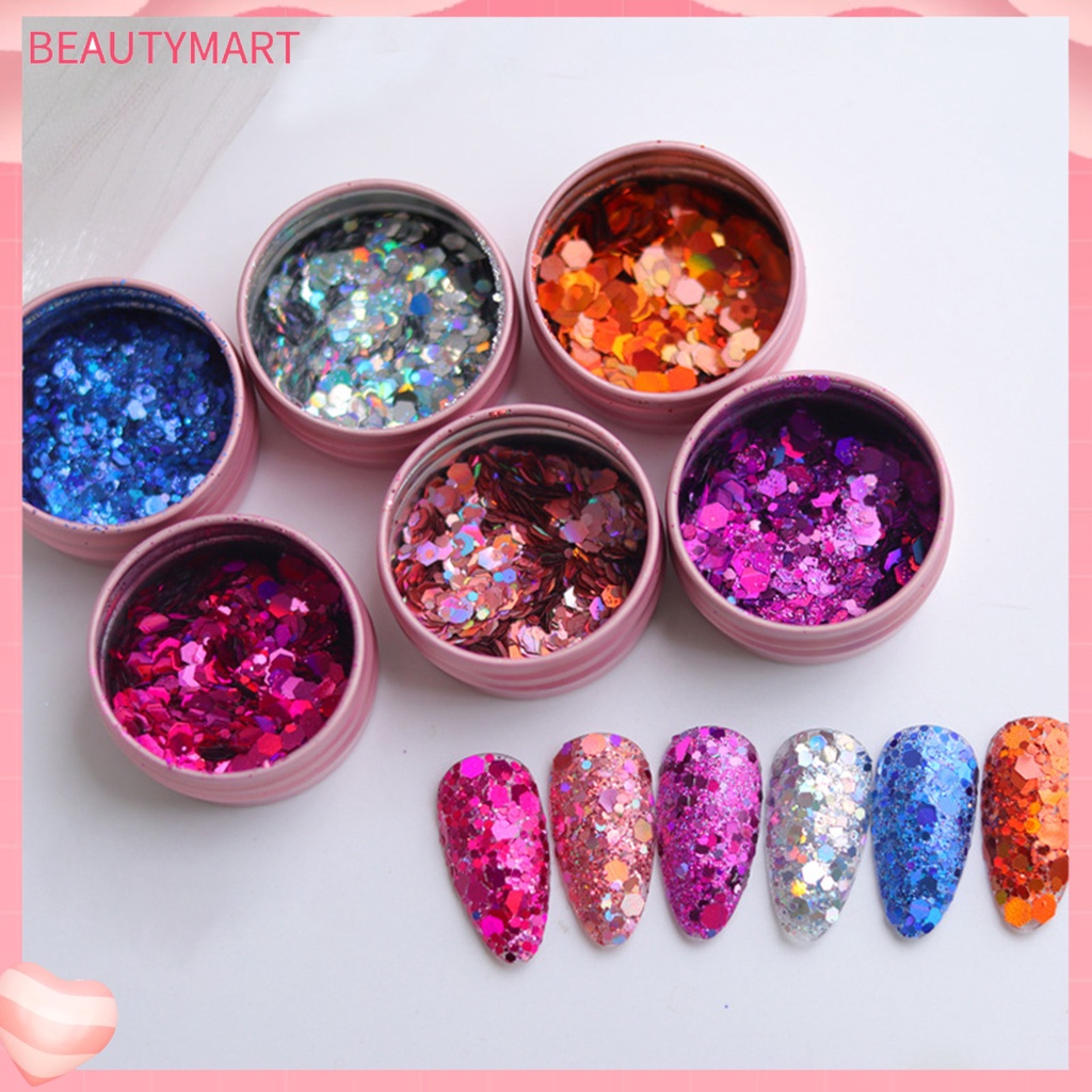 [beautymart] Hộp Sequin Lục Giác Siêu Mỏng Lấp Lánh Trang Trí Móng Nghệ Thuật