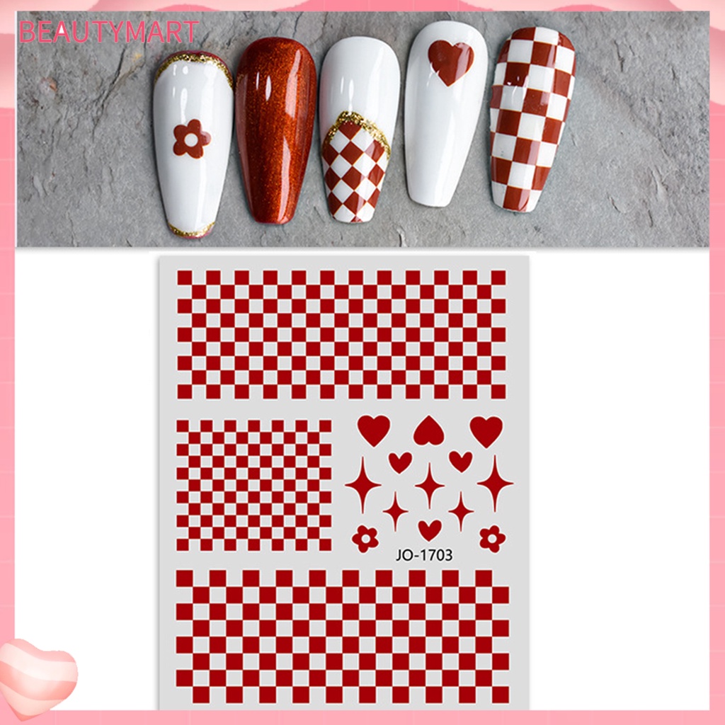 [beautymart] Miếng Dán Trang Trí Móng Tay Tự Dính Họa Tiết Tinh Tế Có Thể Tháo Rời Dễ Sử Dụng