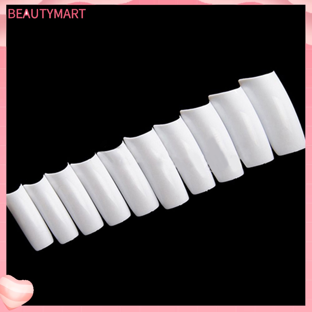 Bộ 500 Móng Tay Giả Trong Suốt Bằng Acrylic Màu Trắng Tự Nhiên