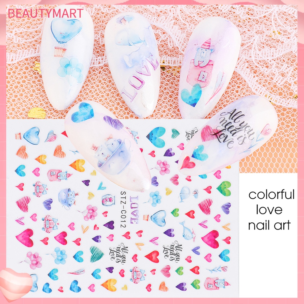 Miếng Dán Trang Trí Móng Tay Hình Trái Tim Dễ Thương Dành Cho Cặp Đôi